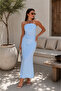 Women's Blue 100% Cotton Special Design Blouse & Skirt Two-Piece Set - 2