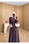 فستان مودال مطرز بحزام بلون البرقوق - 4