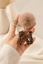 Leopard Patterned Leather Letter Keychain Charm with Pompom Bag Ornament Accessory with Hook Stylish Design for Women - 5