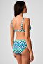 Welle Patterned Gathering Bikini Set Turquoise - 3
