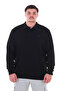 Long-Sleeved Polo Collar Seasonal Sweatshirt Black Suitable for Men with Large Sizes between 115-155 Kilograms
