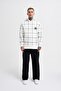 Men's Leather Applique Hooded Sweatshirt Ecru - 4