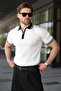 White Half Zipper Polo Collar Knitwear Men's T-Shirt E7501 - 6
