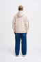 Men's Ripped Effects Sleeves Hooded Sweatshirt Light Beige - 7