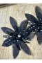 3D Floral Embroidered Lace Ribbon on Black Tulle (1 Meter) - 4