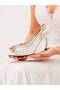 Women's White Comfortable Heel Stone Embellished Special Design Bridal and Evening Dress Shoes