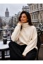 Women's Turtleneck Furry Oversized Sweater - 8