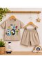 Baby Boy Handsome Boy Printed Cotton Fabric Short Sleeve Shorts Summer Set - 6
