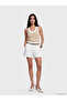 White Women's Jean Shorts with Belt