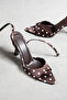 Sofia Women's Polka Dot Ankle Strap Thin High Heel Shoes - 4