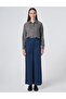 Stitched Detailed Wide Leg Trousers Dark Navy Blue - 2