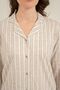 Women's Brown Striped Shirt Pajama Set Ar3780-S-V2 - 5