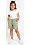 Boy'S/Girl's Green Color Combed Cotton Shorts with Letter R Written Pattern, Elastic Waist, Drawstring and Pockets - 2