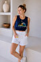 Women's Cotton Landscape Printed Short Sleeve Elastic Crop T-Shirt
