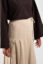 Pile Detailed Linen Trouser Skirt Stone - 3