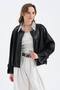 Women's Leather Fabric Shirt Detailed Lined Design Coat Jacket