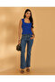 Women Blue Schiffli Hem Square Neck Top - 2