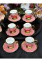 6-Person Porcelain Red Goose Feet Coffee Cup Set - 2