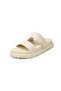 Linea Beige Color Geometric Cut Women's Slippers - 5