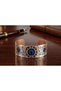 Copper Evil Eye and Floral Pattern Wide Adjustable Cuff Bracelet - 8