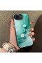 iPhone 16E Compatible Silicone Edge Hard Back Case Couple Phone Case with Floral Pattern - 3