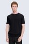 Black Regular Fit Crew Neck Rayon T-Shirt