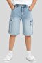 Men's Denim Capri Pants with Cargo Pockets