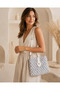 White Glittery Macrame Knitted Hanging Bag, Crossbody Usable Handmade Women's Bag