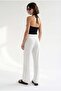 2116 Women's High Waist Wide Leg Modal Textured Trousers White - 3