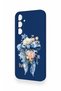 Samsung A35 Compatible Blue Ribbon Flower Pattern Silicone Case - 4