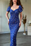 Balloon Sleeve Bust Detailed Slit Midi Floral Dress - 3
