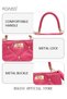 Fashionable Quilted Crossbody Bag Womens Metallic Studded Decor Handbag Twist Lock Satchel Bag - 7