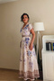 Pastel Patterned Low-Sleeve Long Dress - 4