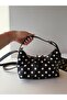 Women's Black-White Polka Dot Baguette Bag Retro Shoulder and Hand Bag - 2
