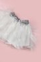 Girl's Tulle Skirt with Ruffle Detail on White - Mildred - 6