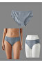 Women's 3-Piece Black-White-Grey Cotton Bikini Panties Set - 3