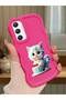 Samsung Galaxy A34 5g Compatible Case Camera Protector Red Silicone Couple Phone Case Cat Pattern