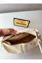 Women's White Canvas Leather Detailed Shoulder Bag Striped Classic Handbag - 2