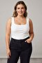 Trend42Plus Large Size Thick Strap Basic Top-Ecru