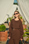 Women's Bronch Detail Lined Ankle Pleated Tulle Set Brown - 3