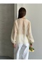 Women's Front Ruffle Detailed V-Neck Shirt Blouse Thin Textured Stylish Blouse - 4