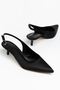 Angela Women's Black Satin Thin Heeled Casual Shoes