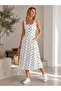 New Season Modern Polka Dot Square Collar Gipeli Strap Midi Women's Dress - 5