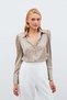 Women's Beige Padded Striped Shirt - Modern and Stylish Office Outfits - 3
