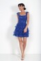 Women's Thick Strap Lined Beaded Sequined Layered Short Dress - 3