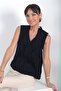 Women's V-Neck Front Ruffle Sleeveless Blouse