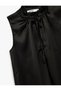 Tie-Up Detailed Vertical Ruffle Collar Sleeveless Shirt - 4