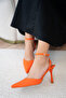 Silvia Ankle Strap Women's Orange Heeled Shoes - 2