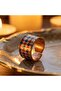 Copper Blue Red Checkered Pattern Wide Form Adjustable Ring - 7