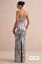 Women's Black-Silver Glow Large Sequined Maxi Size Invitation Party Dress Silver Shine- with Straps- Lined Inside - 2